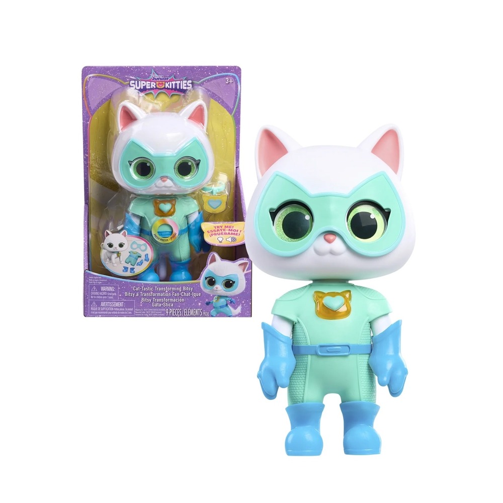 Disney Junior SuperKitties Cat-Tastic Transforming Bitsy 8 inch Light Sound Toy